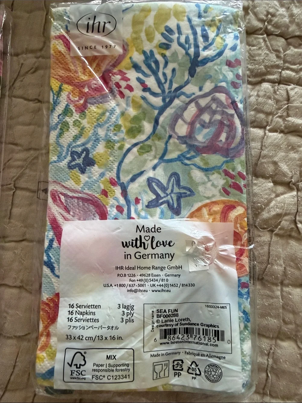 Paper napkins three different kinds